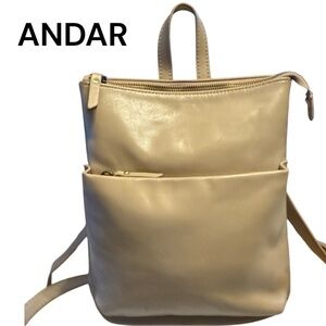 ANDAR Addison Mini Oil Waxed Leather Backpack Sand Convertible Backpack Purse